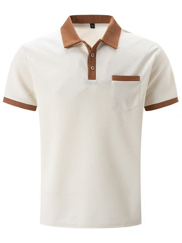 Waffle Fabric Fashion Casual Polo Shirt (With Pockets)