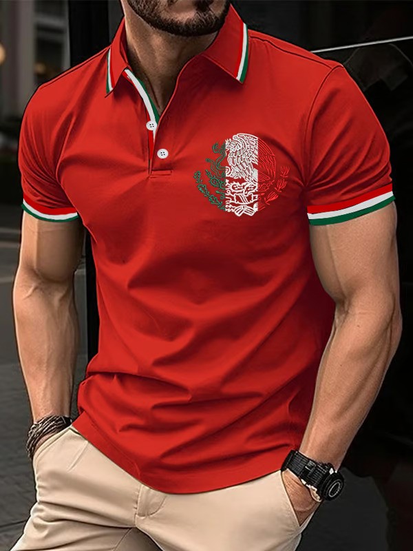 Mexican Independence Day Flag Print Polo Shirt - DUVAL