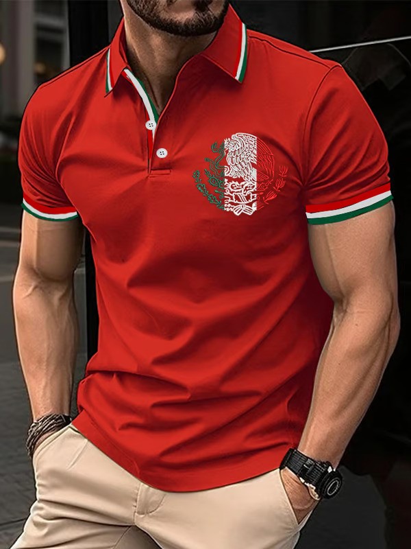 Mexican Independence Day Flag Print Polo Shirt