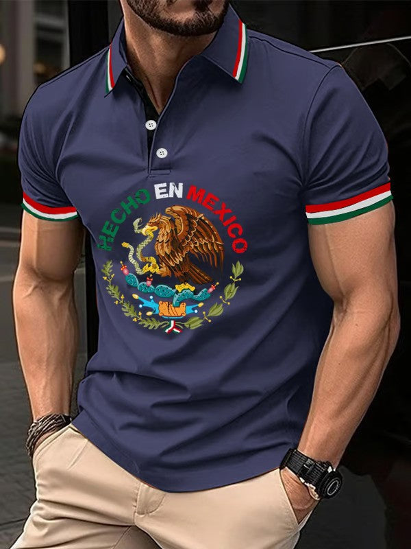 Mexican Independence Day Flag Print Polo Shirt