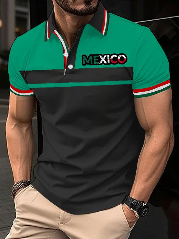 Mexican Independence Day Flag Print Polo Shirt