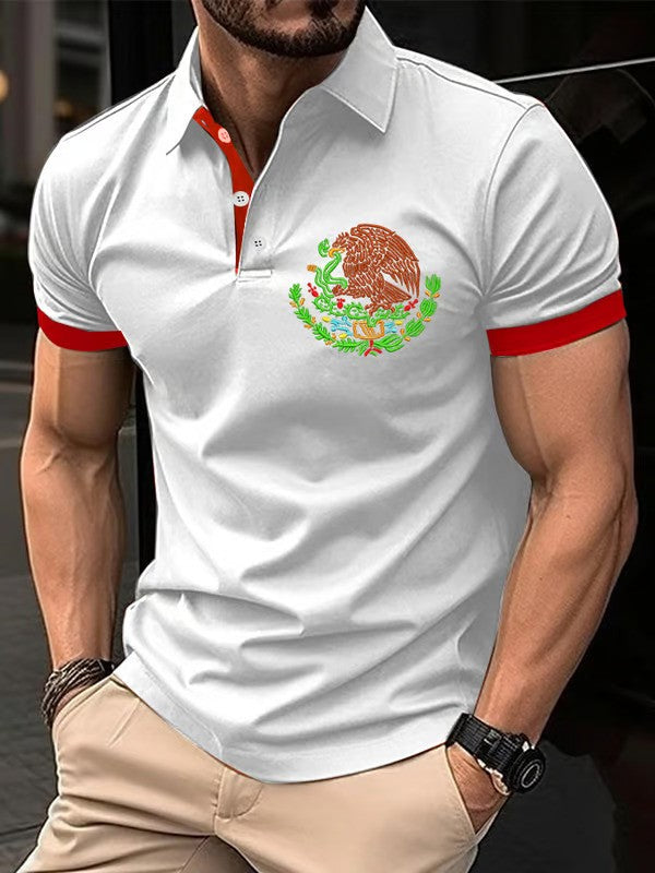 Mexican Independence Day Flag Print Polo Shirt