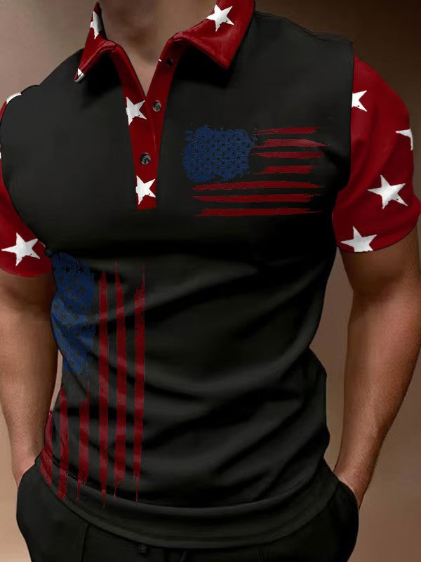 Flag Print Polo Shirt