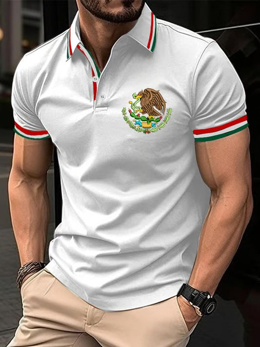 Mexican Independence Day Flag Print Polo Shirt