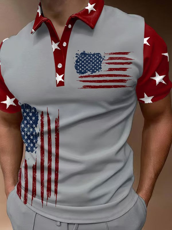 Flag Print Polo Shirt