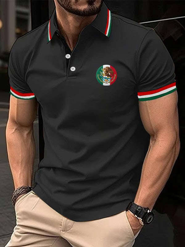 Mexican Independence Day Flag Print Polo Shirt