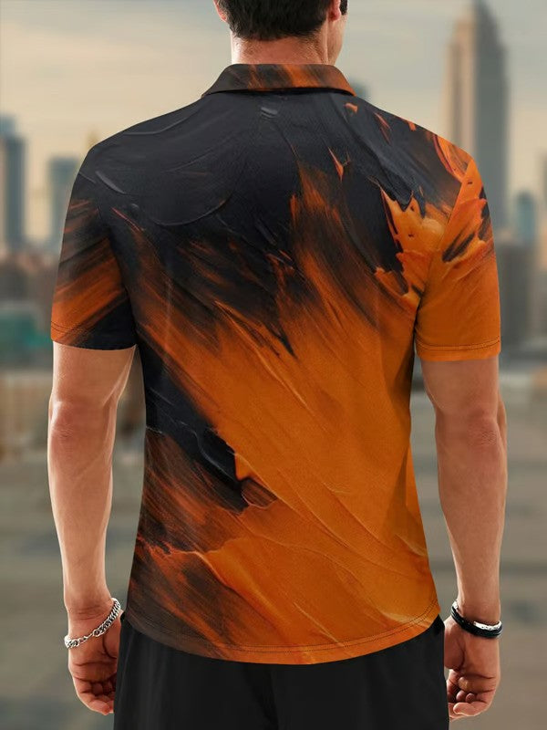 Gradient Color Abstract Geometric Polo Shirt – DUVAL