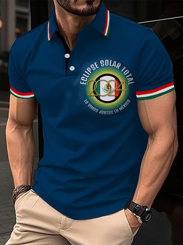 Mexican Independence Day Flag Print Polo Shirt