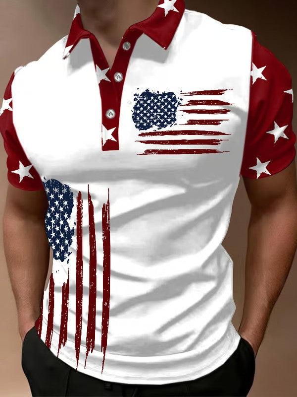 Flag Print Polo Shirt