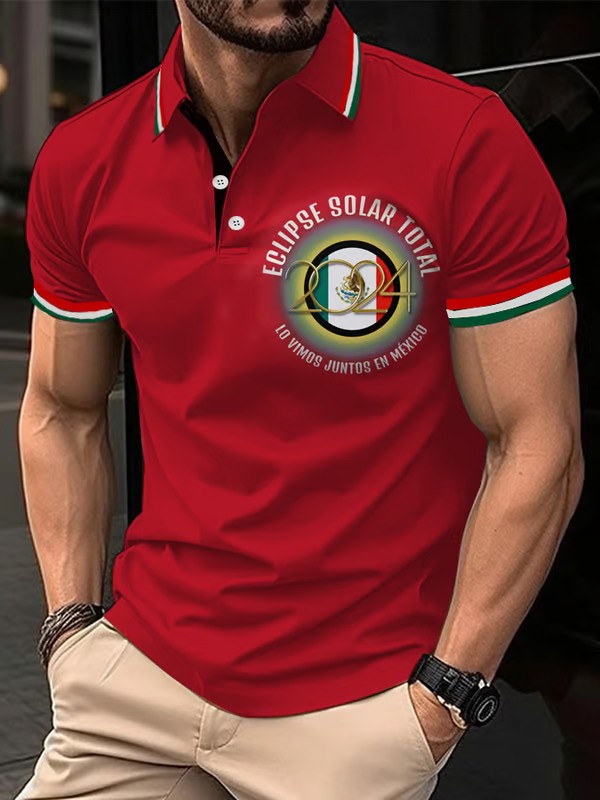 Mexican Independence Day Flag Print Polo Shirt