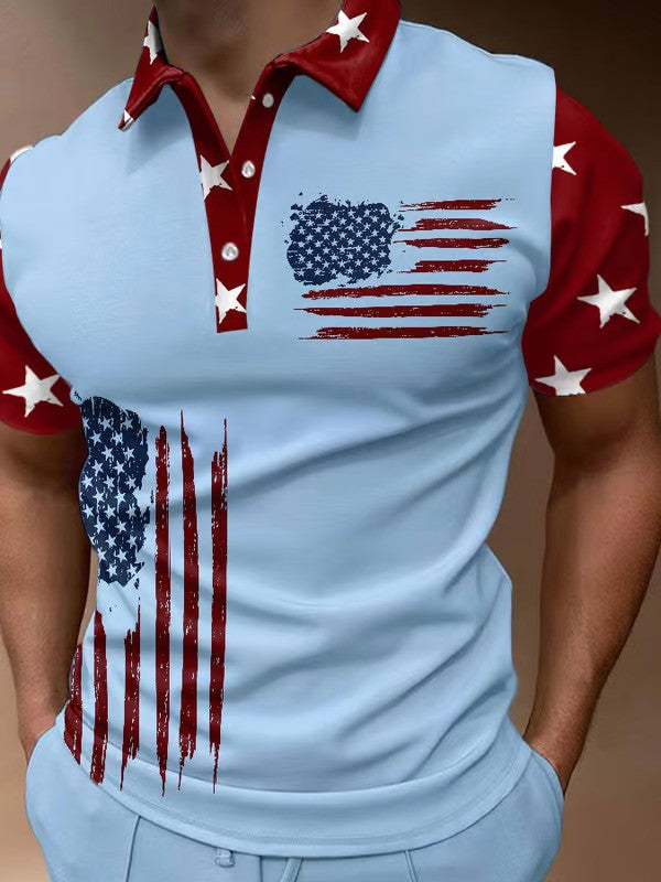 Flag Print Polo Shirt