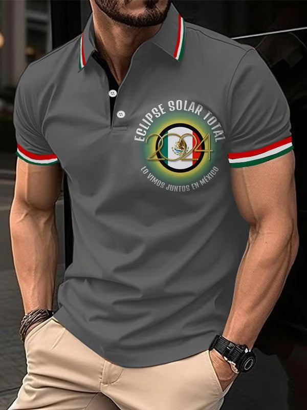 Mexican Independence Day Flag Print Polo Shirt