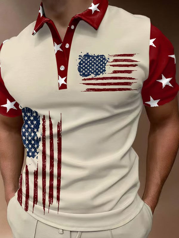 Flag Print Polo Shirt