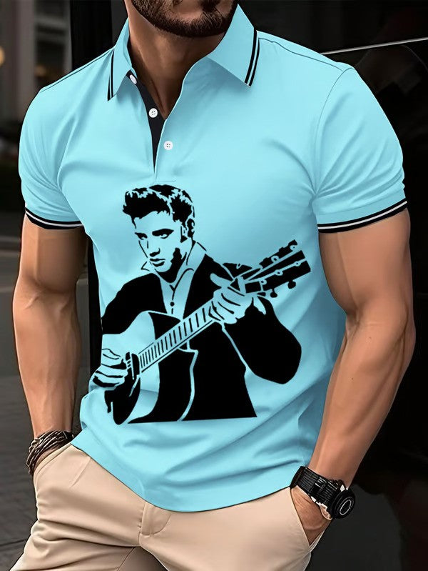 Vintage Music Star Printed Polo Shirt