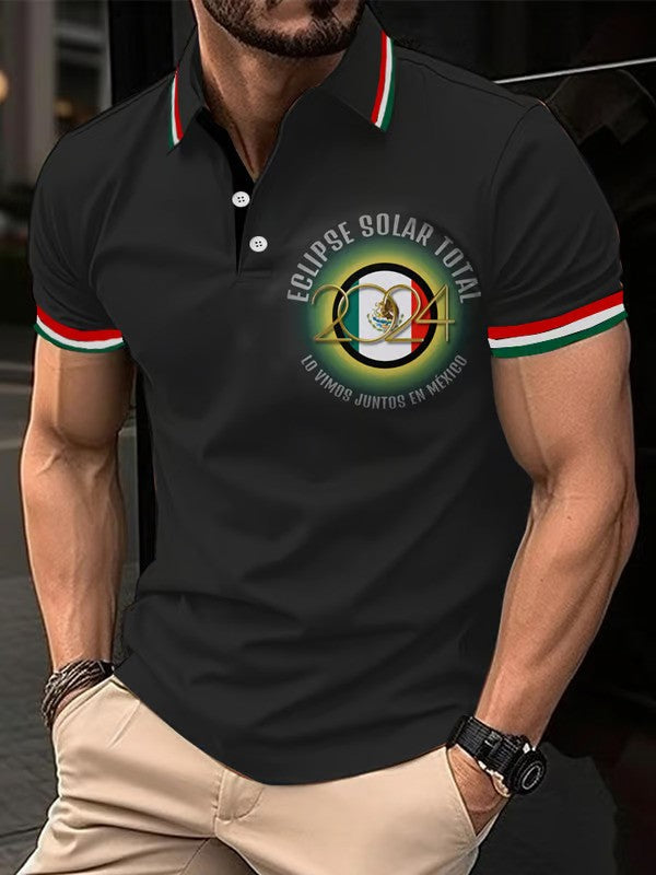 Mexican Independence Day Flag Print Polo Shirt