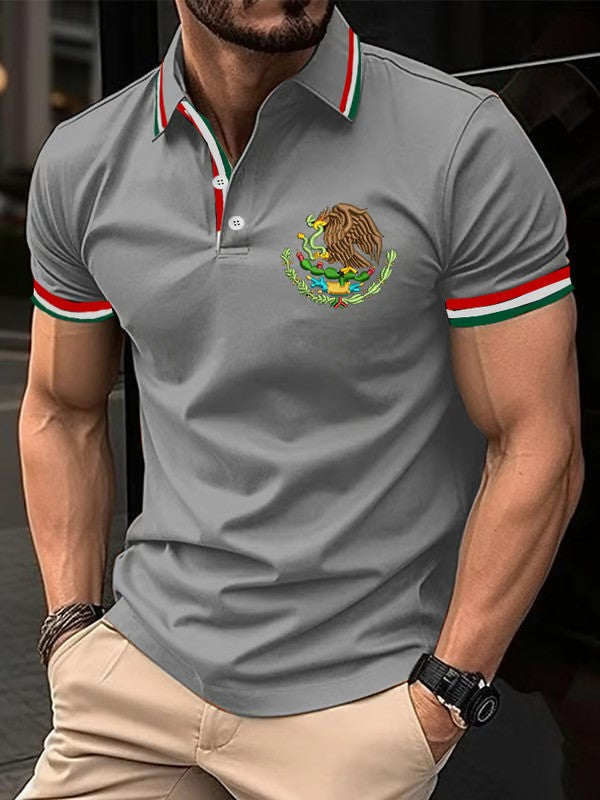 Mexican Independence Day Flag Print Polo Shirt