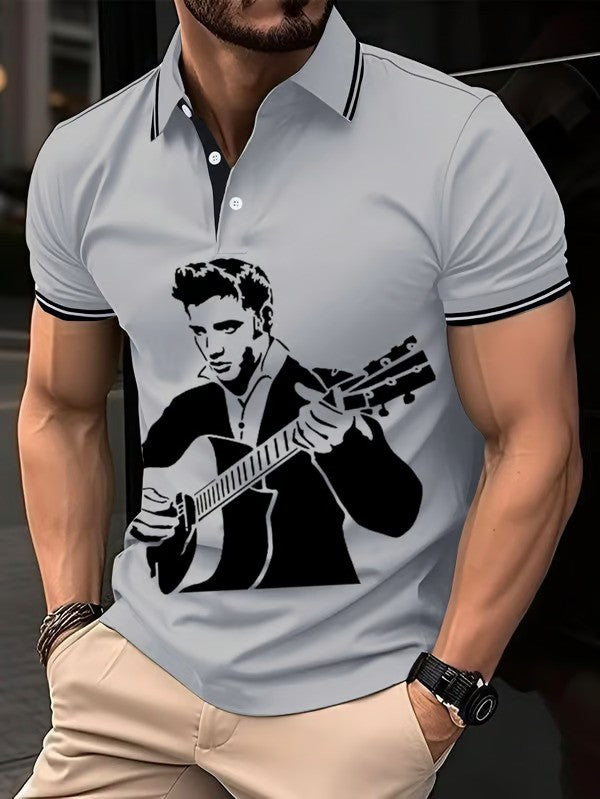 Vintage Music Star Printed Polo Shirt