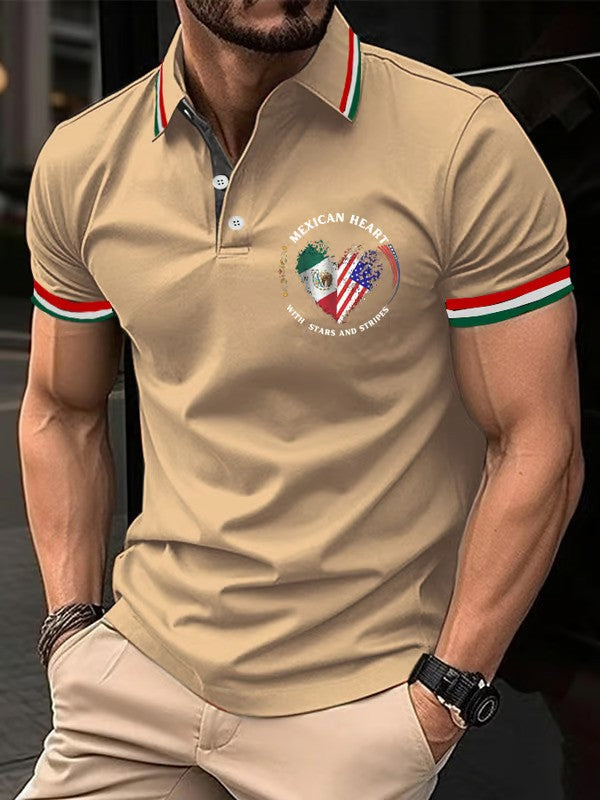 Mexican Independence Day Flag Print Polo Shirt