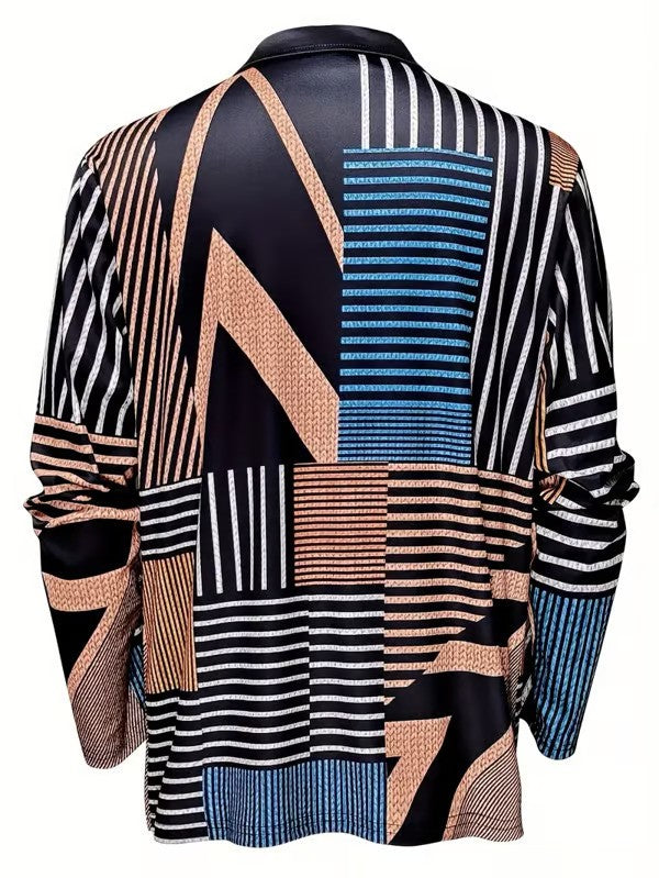 Trendy Business Striped Zipper Polo Shirt - DUVAL