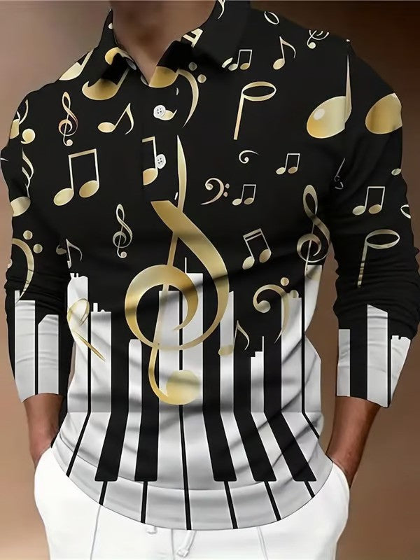 Business Casual Striped Long-Sleeved Polo Shirt - DUVAL