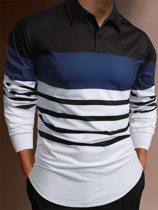 Business Casual Striped Zip-Up Shirt