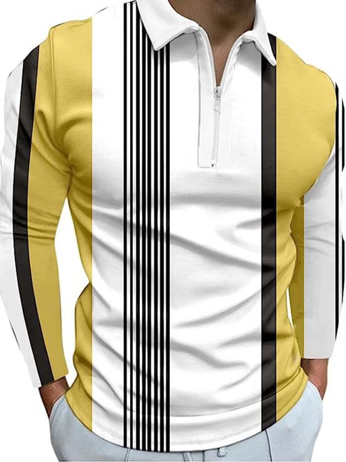 Business Casual Striped Zip-Up Shirt