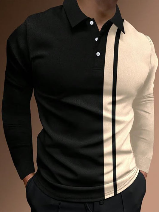 Business Casual Striped Zip-Up Shirt