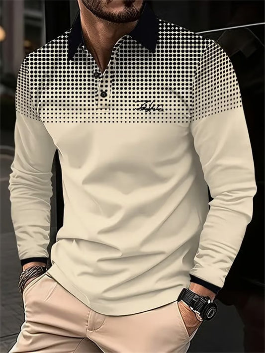 Business Casual Striped Button-Down Polo