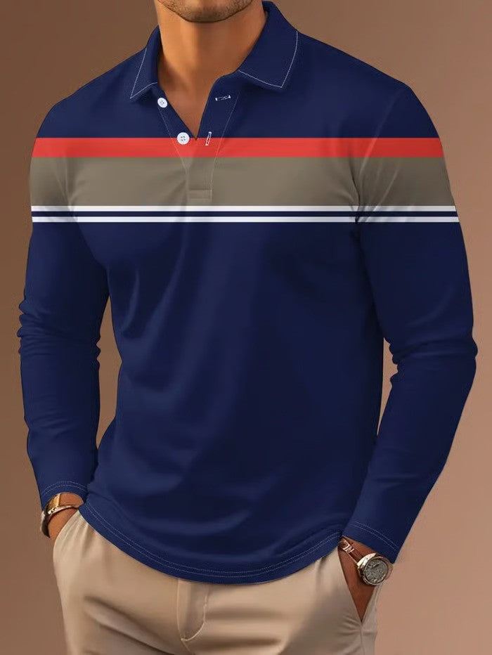 Business Casual Striped Button-Down Polo - DUVAL