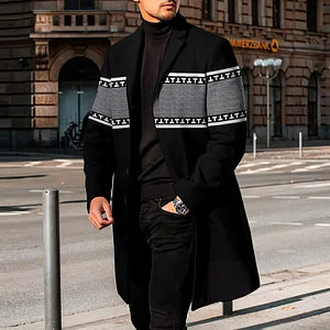 Stylish Geometric Print Coat - DUVAL