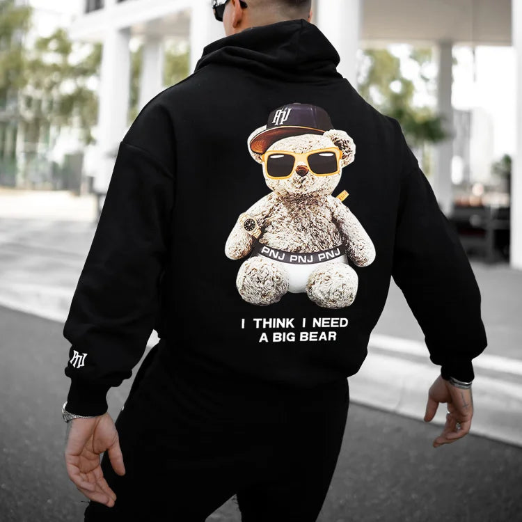 Oversized Street Trend Casual Pnj Bear Hoodie Sweatshirt - DUVAL