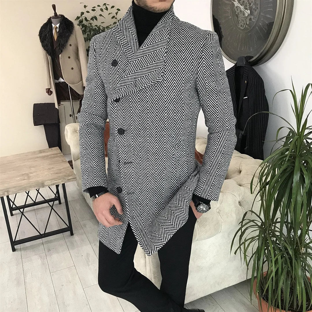 Trendy Herringbone Diagonal Placket - DUVAL