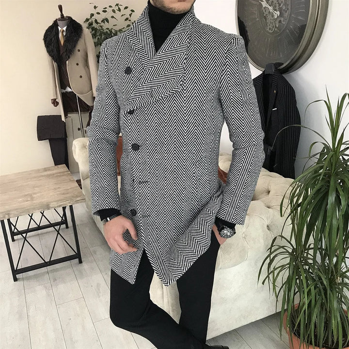 Trendy Herringbone Diagonal Placket - DUVAL