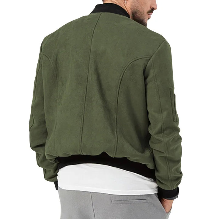 Suede Stand Collar Button Jacket - DUVAL