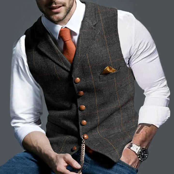 Check British Style Vest - DUVAL