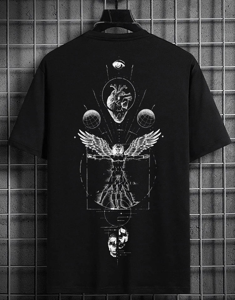 Biological Evolution With Cosmic Art Pattern T-Shirt - DUVAL