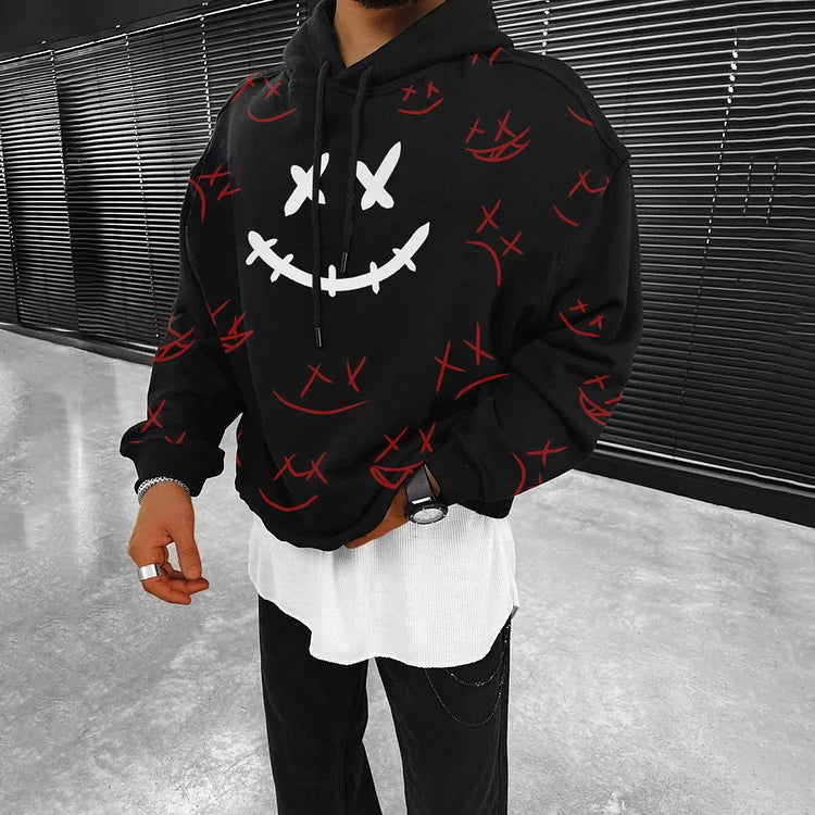 Men'S Casual Smiley Print Sweatshirt Hoodie