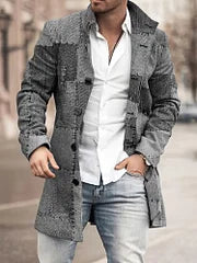 Casual Gray Geometric Patch Print Coat - DUVAL