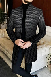 Dark Pattern Gradient Standing Collar Mid-Length Coat - DUVAL