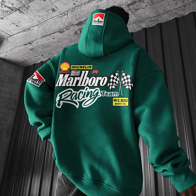 Oversized Hoodie Racing Graphic Print Hooded Sweatshirt - DUVAL