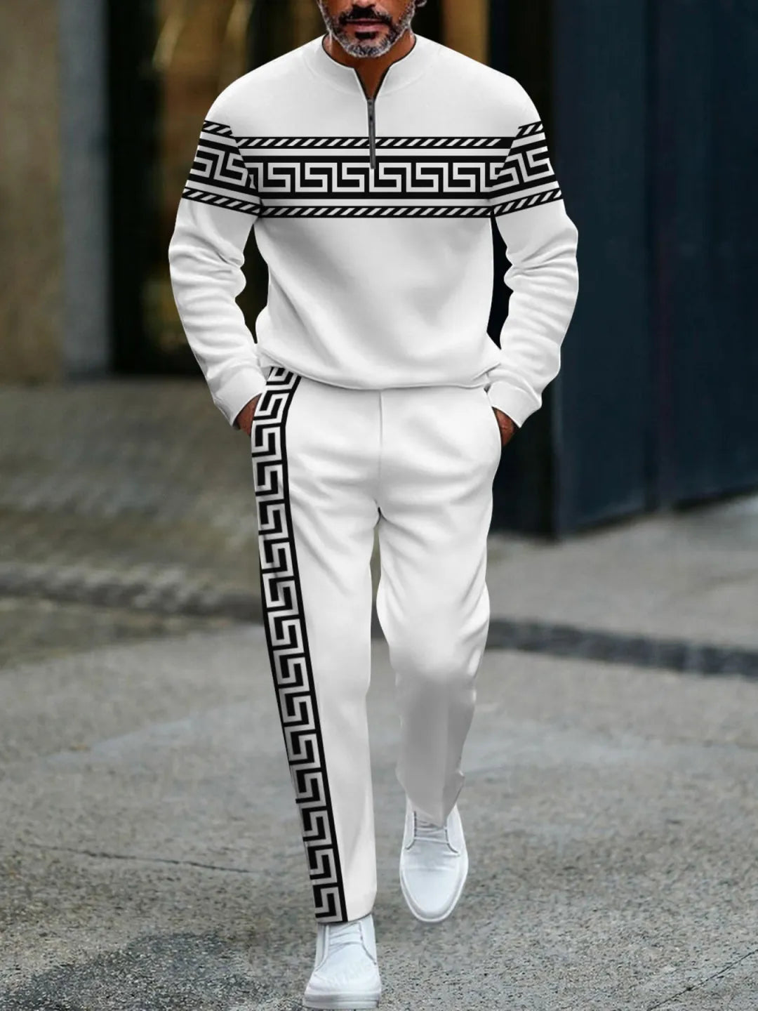Quarter Zip Sweater & Trousers Two-Piece Set - DUVAL