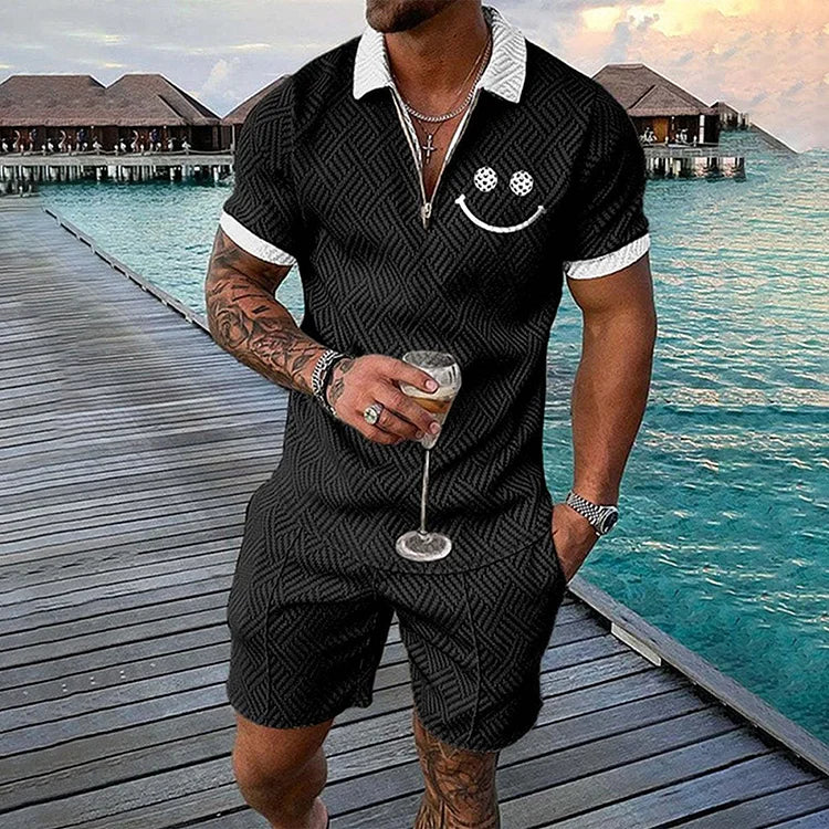 Smiley Polo Shirt And Shorts Co-Ord - DUVAL