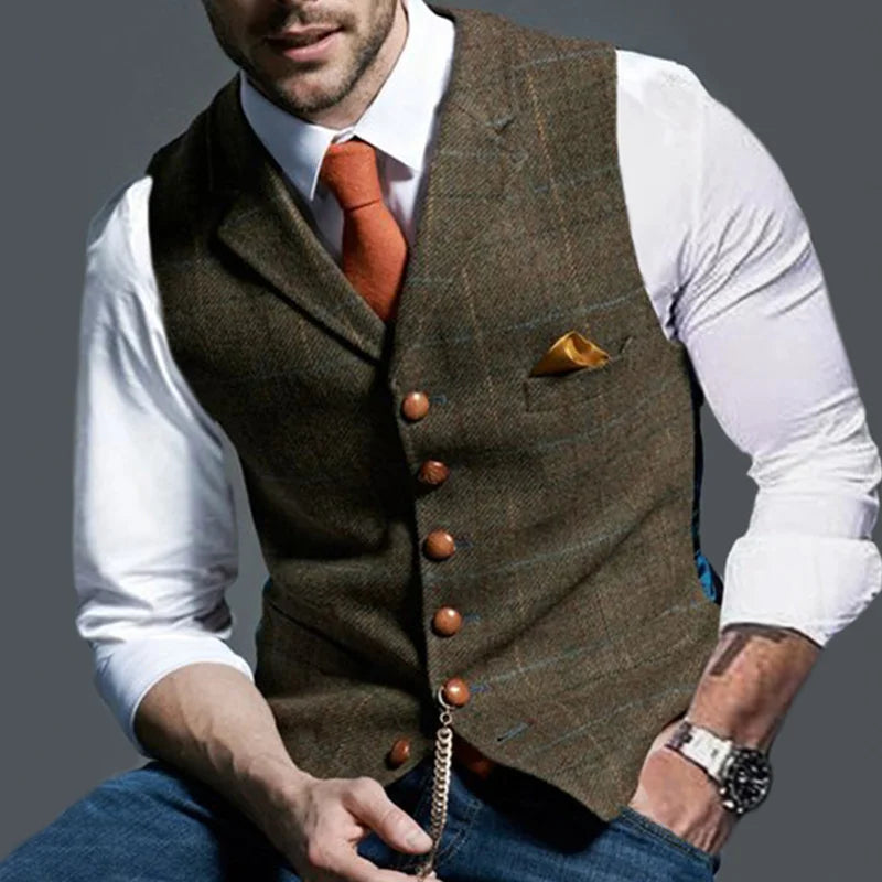 Check British Style Vest - DUVAL