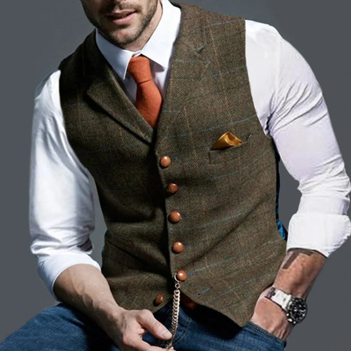 Check British Style Vest - DUVAL