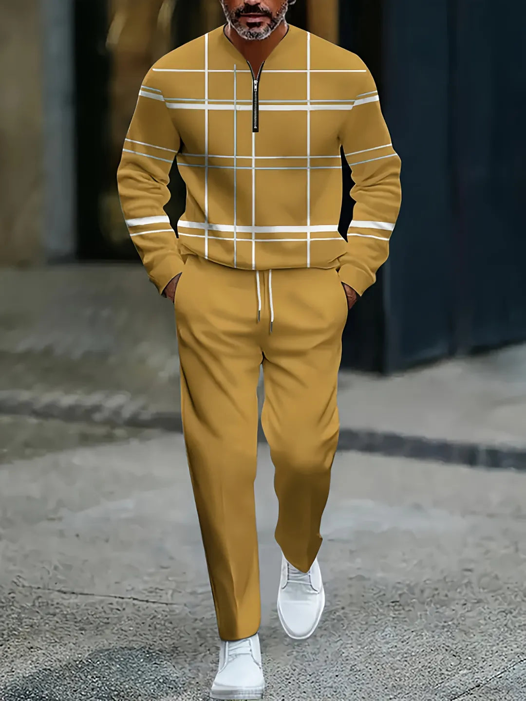 Quarter Zip Sweater & Trousers Two-Piece Set - DUVAL