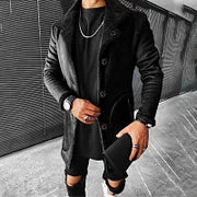 Composite Faux Leather Fleece Thickened Jacket - DUVAL