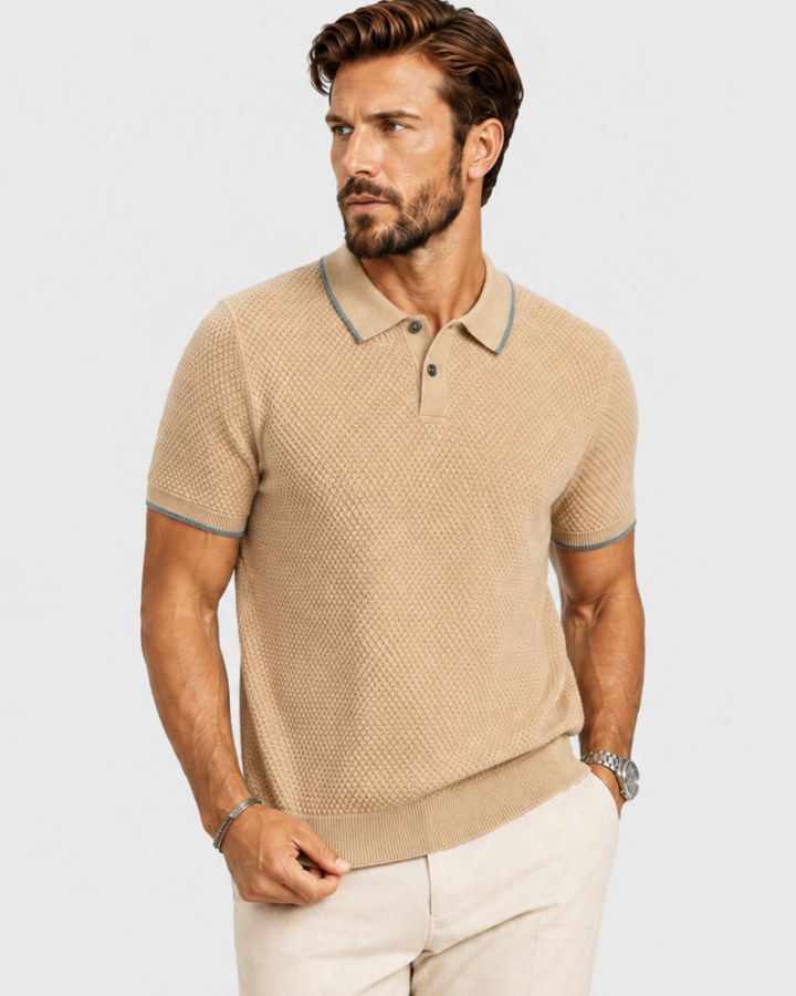 Premium Cashmere Mustard Two-Tone Polo