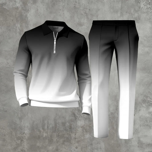 Long Sleeved Casual Quarter Zip Two-Piece Set