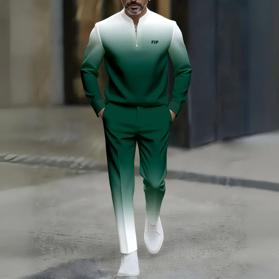 Quarter Zip Sweater & Trousers Two-Piece Set - DUVAL