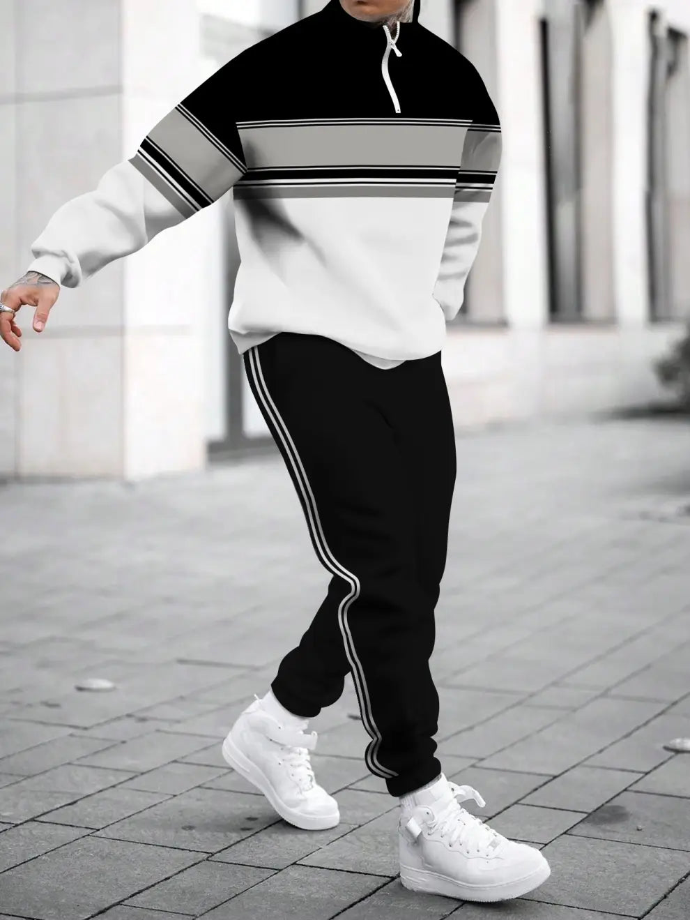 Relaxed Zipper Long Sleeve Two Piece Set - DUVAL